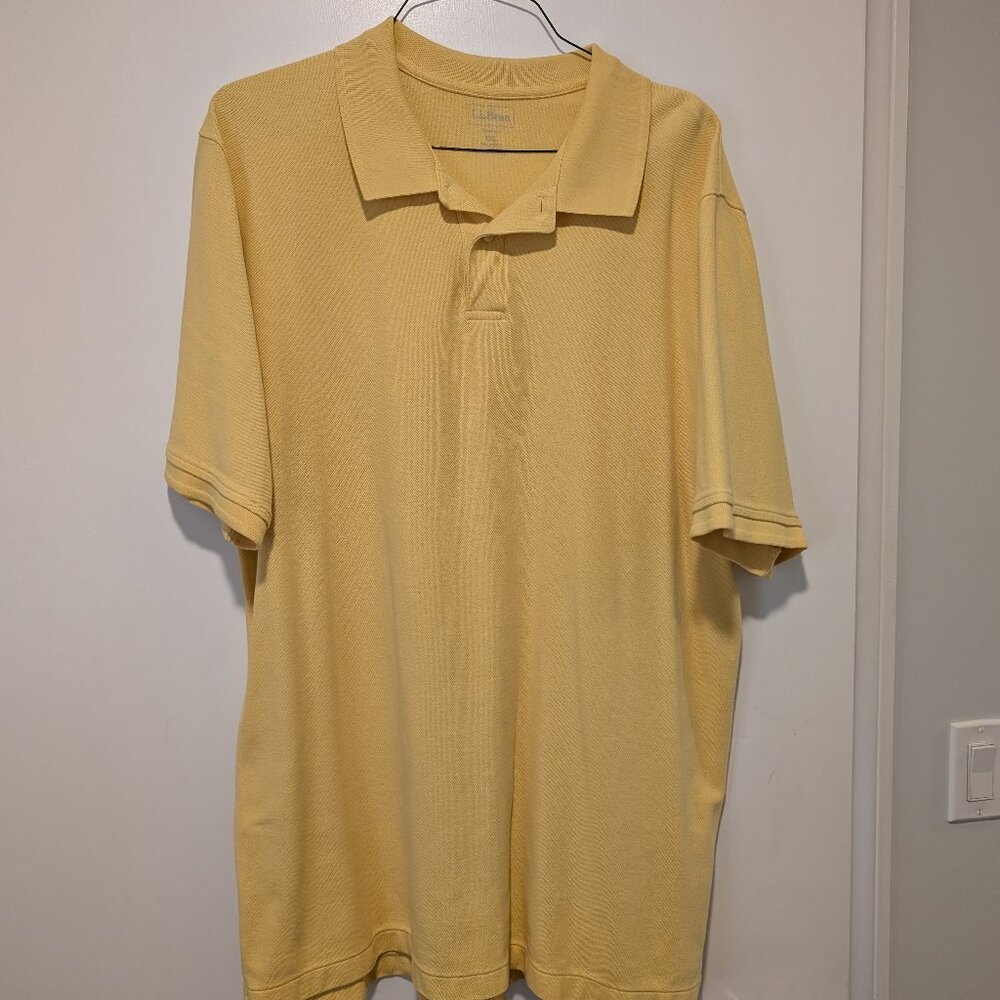 LL Bean Men's XXL 100% Cotton Yellow Polo